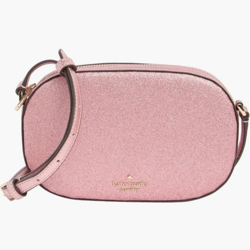 Kate Spade Pink Glitter Oval Camera Bag